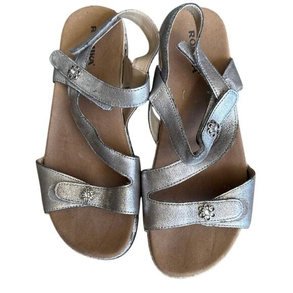 Romika Fidschi 54 EU 41 US 10 Sandal Pewter leather padded comfort adjustable - Picture 5 of 6
